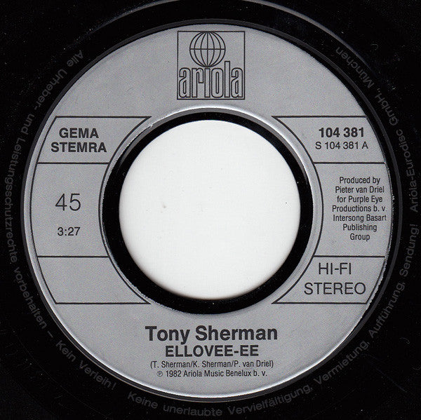 Tony Sherman - Ellovee-ee Vinyl Singles Vinyl Goed / Hoes Goed