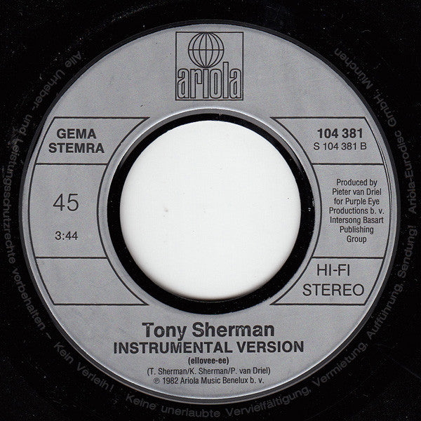 Tony Sherman - Ellovee-ee Vinyl Singles Vinyl Goed / Hoes Goed