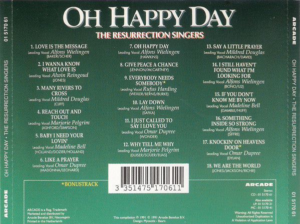 Resurrection Singers - Oh Happy Day (CD) 70889 Compact Disc Goede Staat