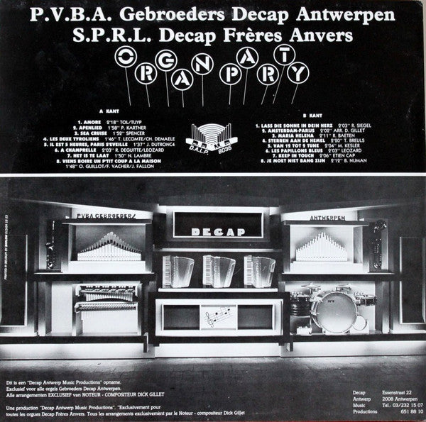 Decap Organ Antwerp - Organ Party (LP) Vinyl LP Vinyl Zeer Goed / Hoesje Goed "VINYLSINGLES.NL"