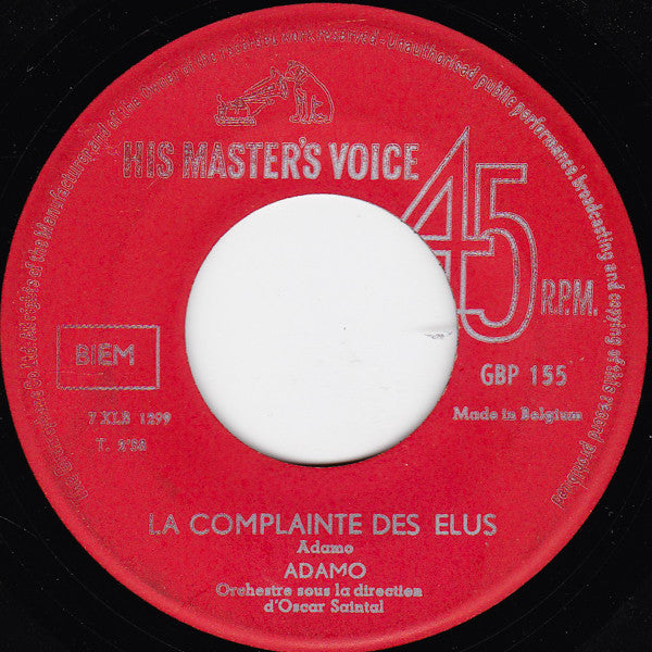 Adamo - Une Meche De Cheveux Vinyl Singles Vinyl Zeer Goed / Hoesje Generic "VINYLSINGLES.NL"