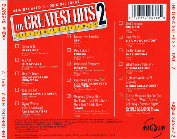 Various - The Greatest Hits 2 - 1991 - 2 (CD) 70816 Compact Disc Goede Staat