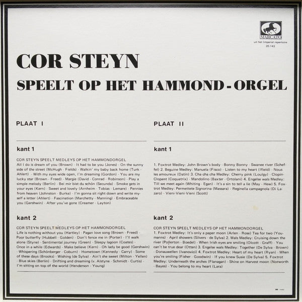 Cor Steyn - Hammond-Orgel (LP) 50643 Vinyl LP Vinyl Goed / Hoes Goed