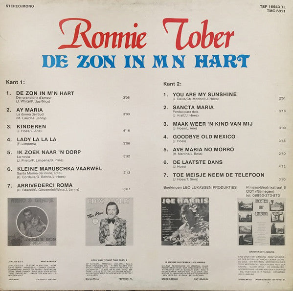 Ronnie Tober - De Zon In M'n Hart (LP) 42046 Vinyl LP Vinyl Goed / Hoes Goed
