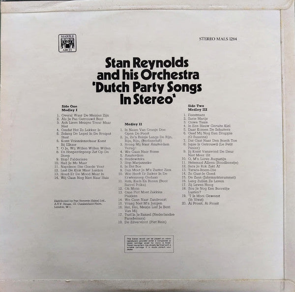 Stan Reynolds And His Orchestra - Dutch Party Songs In Stereo (LP) 49700 Vinyl LP Vinyl Goed / Hoes Goed