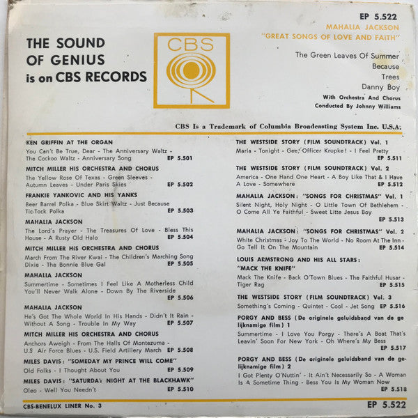 Mahalia Jackson – Great Songs Of Love And Faith 29400 Vinyl Singles EP Vinyl Goed / Hoes Goed