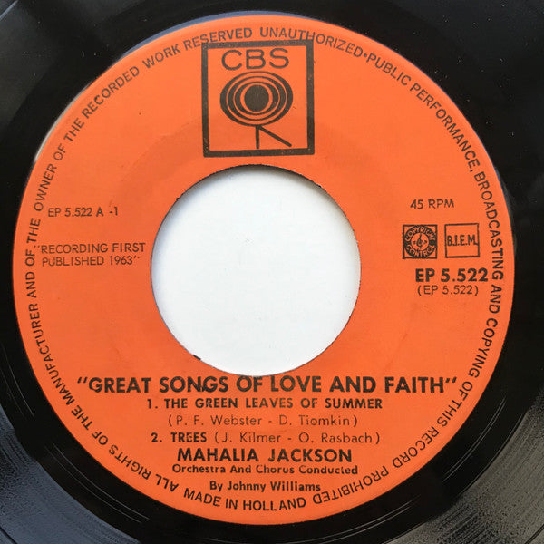 Mahalia Jackson – Great Songs Of Love And Faith 29400 Vinyl Singles EP Vinyl Goed / Hoes Goed