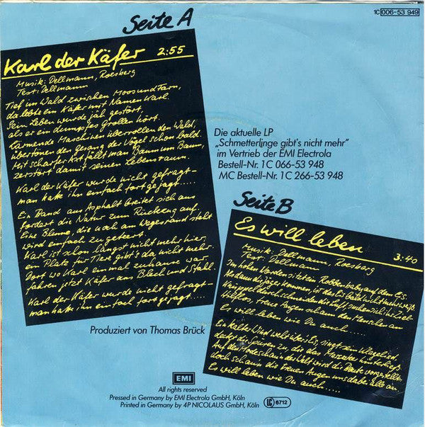 Gänsehaut - Karl Der Käfer Vinyl Singles Vinyl Zeer Goed / Hoesje Goed "VINYLSINGLES.NL"