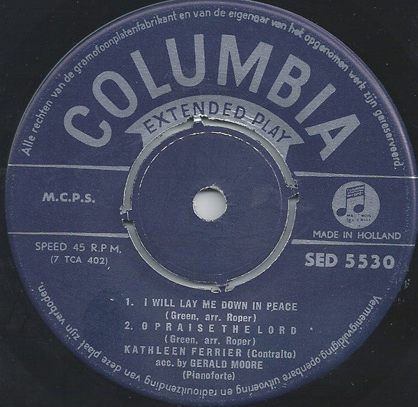 Kathleen Ferrier And Isobel Baillie With Gerald Moore - I Will Lay Me Down In Peace 18801 Vinyl Singles EP Vinyl Goed / Hoes Goed