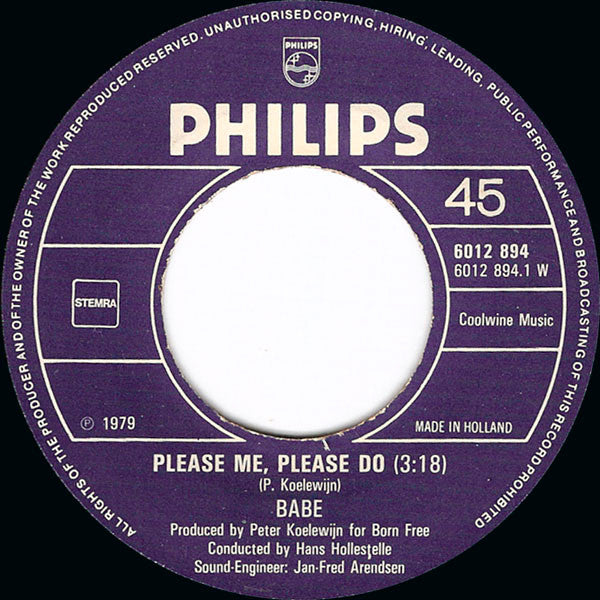 Babe - Please Me Please Do 16396 Vinyl Singles Vinyl Zeer Goed / Hoesje Goed "VINYLSINGLES.NL"
