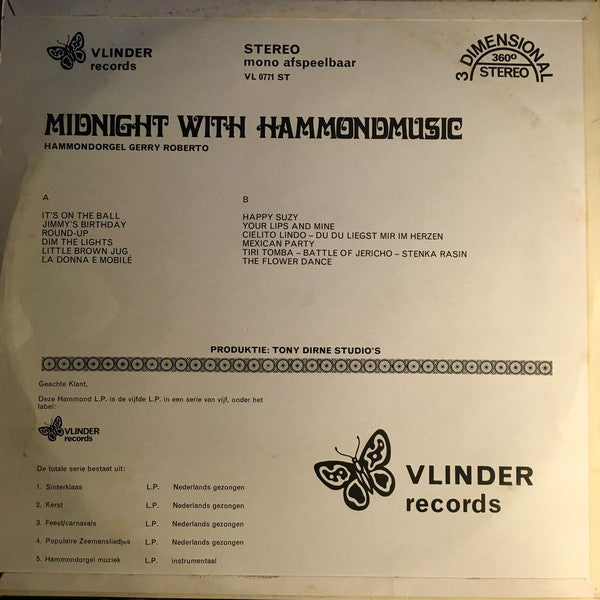 Gerry Roberto - Midnight With Hammondmusic (LP) 42401 Vinyl LP Vinyl Goed / Hoes Goed