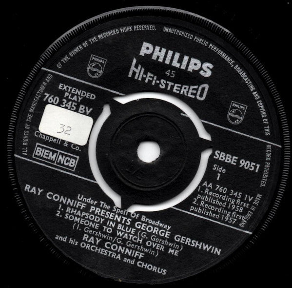 Ray Conniff And His Orchestra & Chorus - Under The Spell Of Broadway 30860 Vinyl Singles EP Vinyl Goed / Hoes Goed