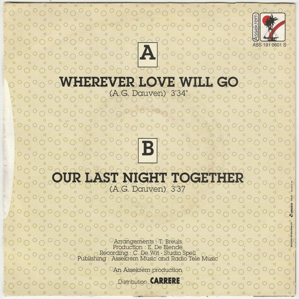 Antony Aussy - Wherever Love Will Go Vinyl Singles Vinyl Zeer Goed / Hoesje Goed "VINYLSINGLES.NL"