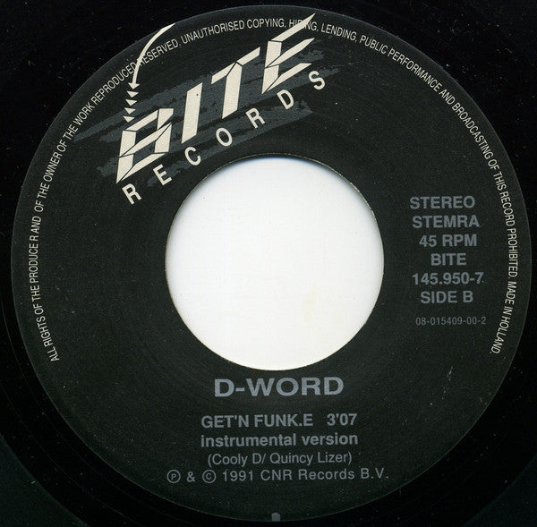 D. Word - Get'n Funk.e Vinyl Singles Vinyl Zeer Goed / Hoesje Goed "VINYLSINGLES.NL"