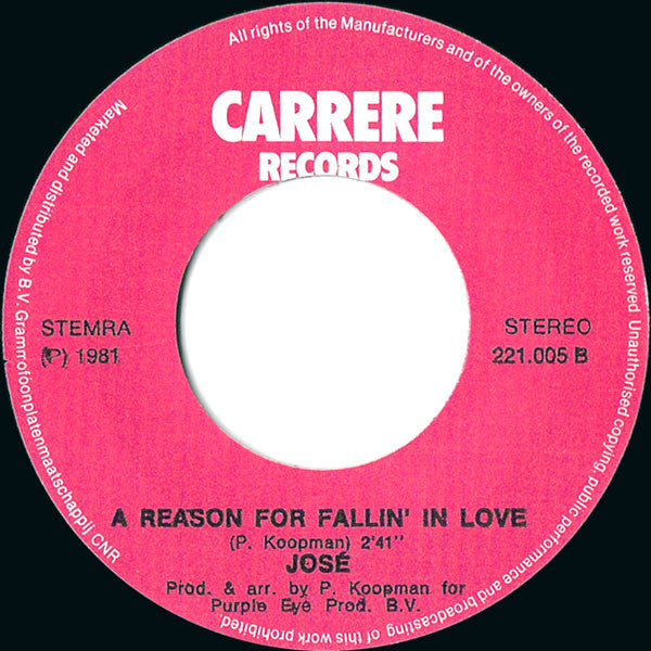 Jose - I'm So Sorry 16467 15084 Vinyl Singles Vinyl Goed / Hoes Goed