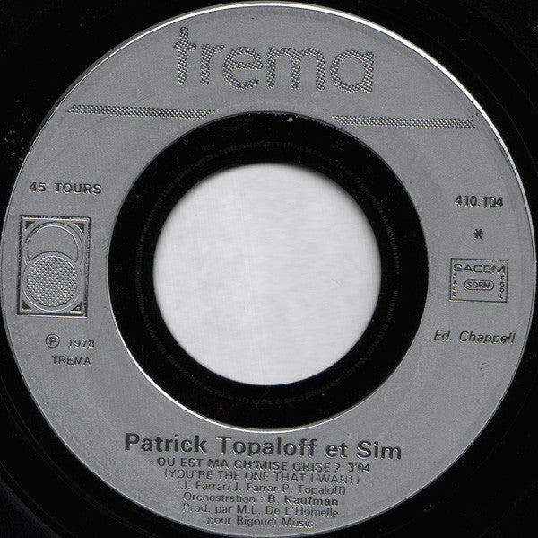 Patrick Topaloff & Sim – Où Est Ma Ch'mise Grise 30226