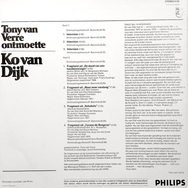 Tony van Verre Ontmoette Ko van Dijk - Tony van Verre Ontmoette Ko van Dijk (LP) 48301 Vinyl LP Vinyl Goed / Hoes Goed