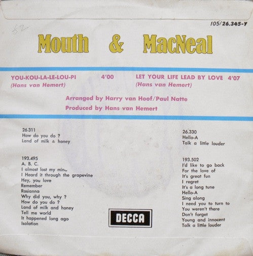 Mouth & MacNeal - You-Kou-La-Le-Lou-Pie 30950 Vinyl Singles Vinyl Goed / Hoes Goed