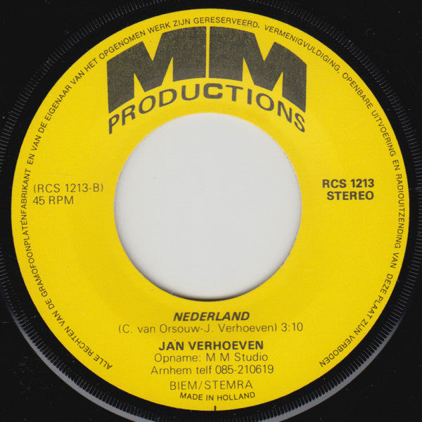 Jan Verhoeven - Het Is Nu Voorbij 35135 Vinyl Singles Vinyl Goed / Hoes Goed