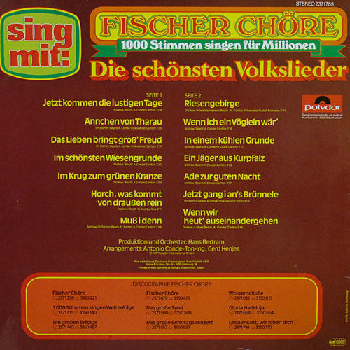 Fischer Chöre - Die Schönsten Volkslieder (LP) Vinyl LP Vinyl Zeer Goed / Hoesje Goed "VINYLSINGLES.NL"