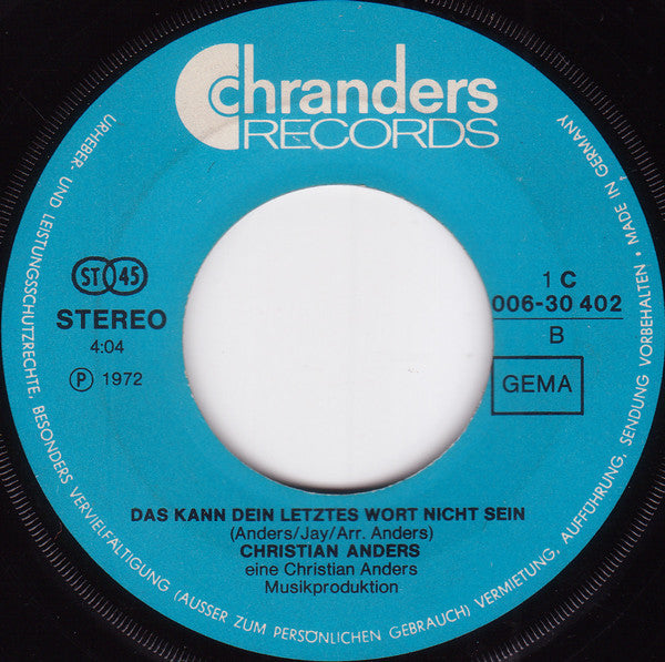 Christian Anders - In Den Augen Der Andern 12596 Vinyl Singles Vinyl Goed / Hoes Goed