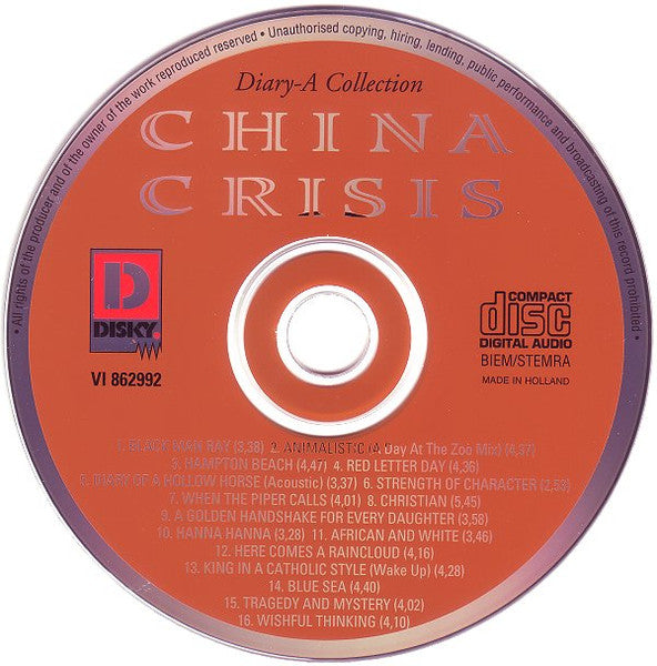 China Crisis - Diary - A Collection (CD) 70892 Compact Disc Goede Staat