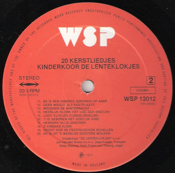 Kinderkoor De Lenteklokjes - 20 Kerstiedjes (LP) 40734