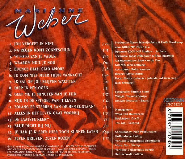 Marianne Weber - Jou Vergeet Ik Niet (CD) Compact Disc Vinyl Goed / Hoes Goed