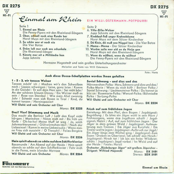 Hermann Hagestedt Mit Seinem Orchester - Einmal Am Rhein 13499 Vinyl Singles Vinyl Goed / Hoes Goed