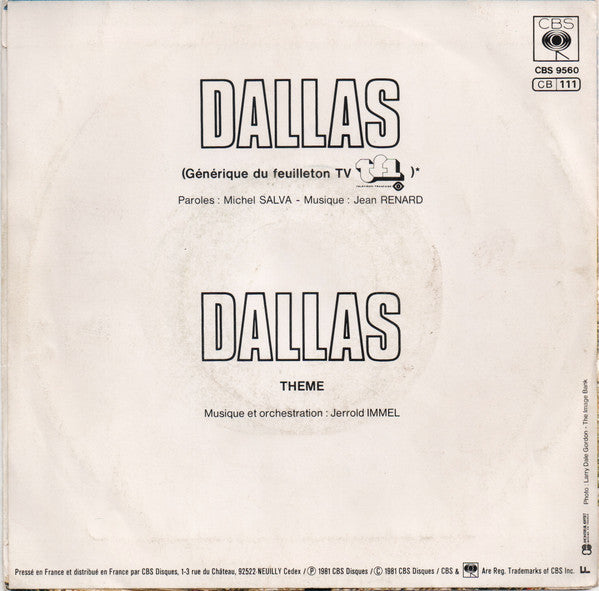 Dallas - Générique Du Feuilleton TV Vinyl Singles Vinyl Zeer Goed / Hoesje Goed "VINYLSINGLES.NL"