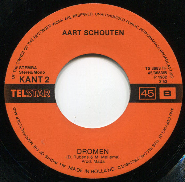 Aart Schouten - De Zwerver Vinyl Singles Vinyl Zeer Goed / Hoesje Goed "VINYLSINGLES.NL"