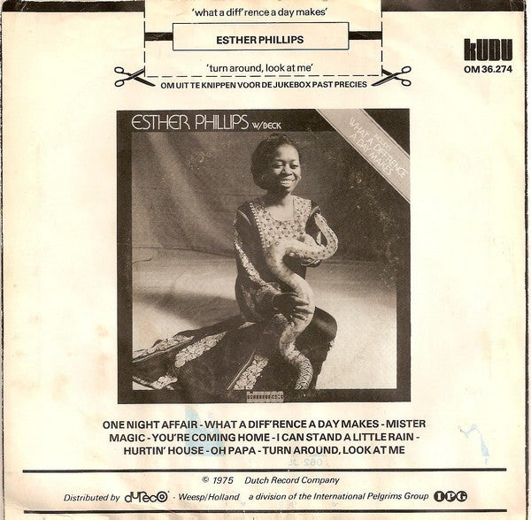 Esther Phillips - What A Diff'rence A Day Makes Vinyl Singles Vinyl Zeer Goed / Hoesje Goed "VINYLSINGLES.NL"