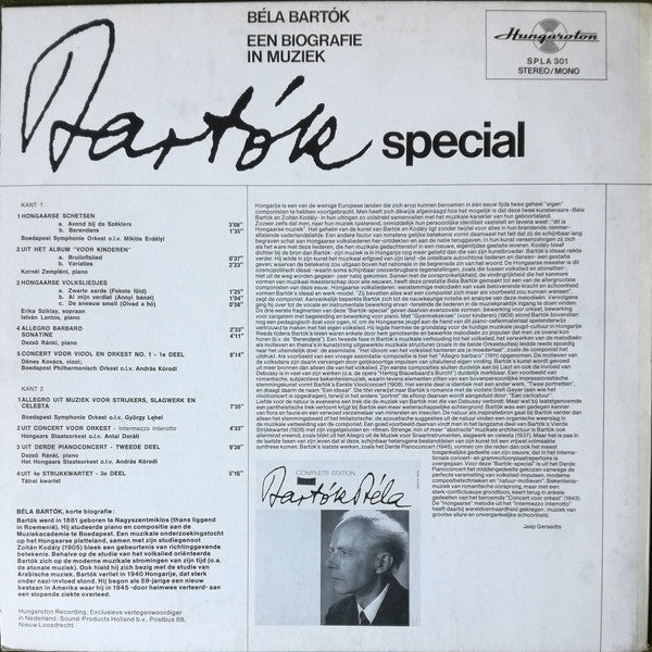 Béla Bartók - Bartók Special (LP) Vinyl LP Vinyl Zeer Goed / Hoesje Goed "VINYLSINGLES.NL"