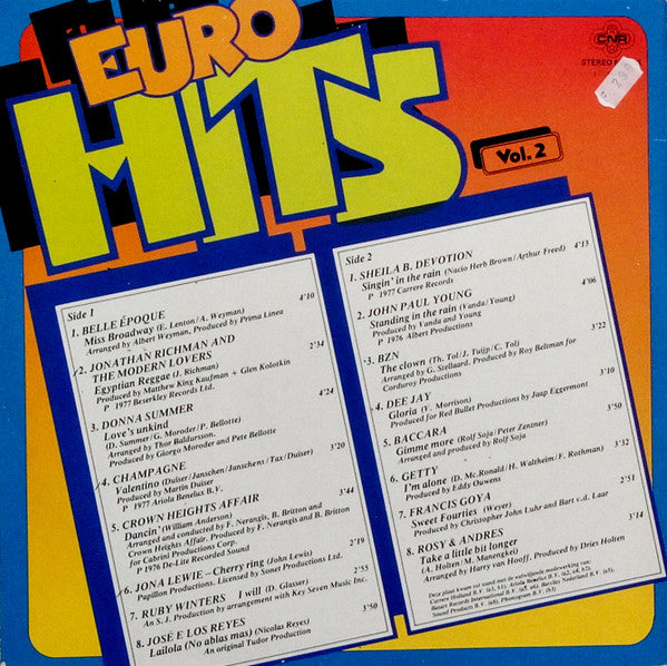 Various - Eurohits Vol. 2 (LP) Vinyl LP Vinyl Goed / Hoes Goed