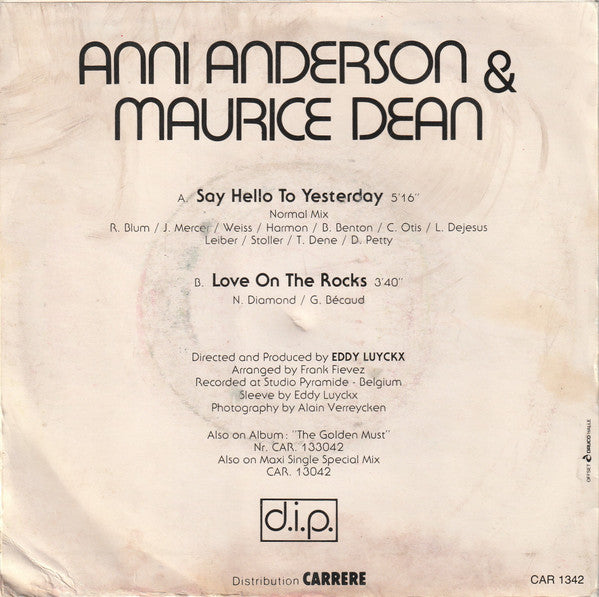 Anni Anderson & Maurice Dean- Say Hello To Yesterday Vinyl Singles Vinyl Zeer Goed / Hoesje Goed "VINYLSINGLES.NL"
