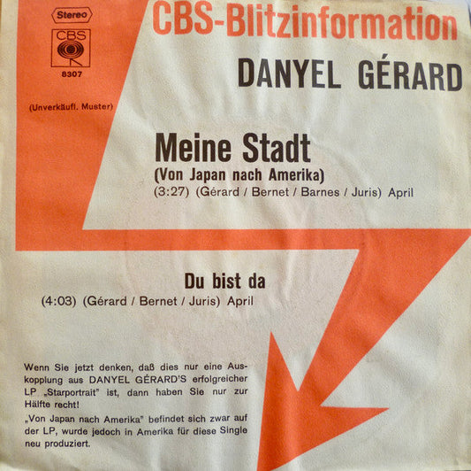 Danyel Gérard - Meine Stadt (Von Japan Nach Amerika) 18385 Vinyl Singles Vinyl Goed / Hoes Goed