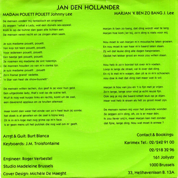 Jan Den Hollander - Madam Pouett Pouett 33428 Vinyl Singles Vinyl Goed / Hoes Goed
