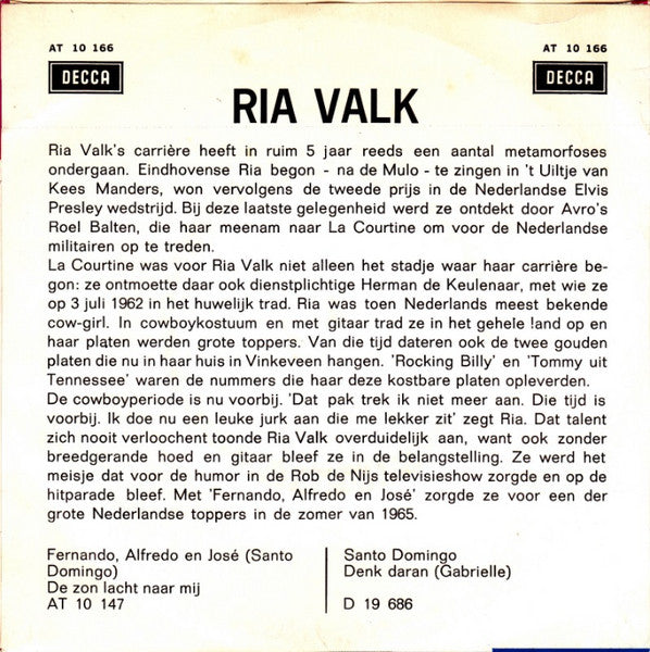 Ria Valk - Als Ik De Golven Aan Het Strand Zie 29702 Vinyl Singles Vinyl Goed / Hoes Goed
