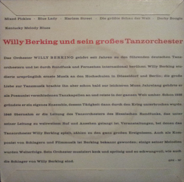 Willy Berking Und Sein Großes Tanzorchester - Willy Berking Und Sein Großes Tanzorchester 16759 Vinyl Singles Vinyl Goed / Hoes Goed