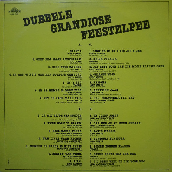 Various - Dubbel Grandiose Feestelpee Met 28 Feestliedjes (LP) 41987 Vinyl LP Vinyl Goed / Hoes Goed