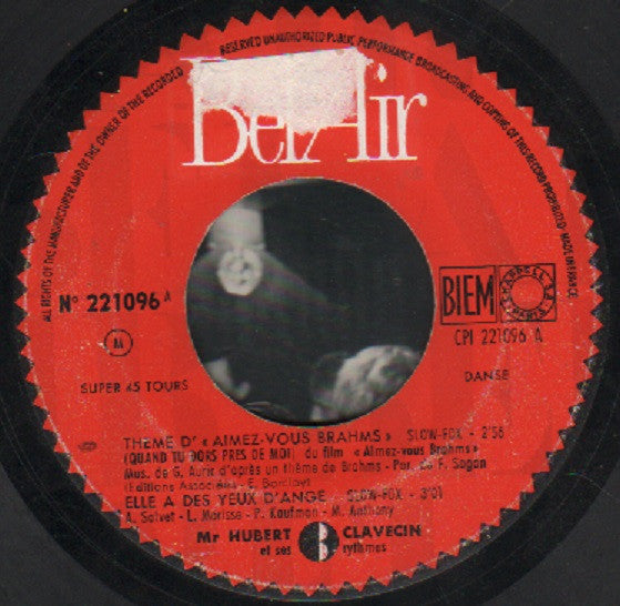 Mr. Hubert Clavecin Et Ses Rythmes - Aimez-vous Brahms 29233 Vinyl Singles EP Vinyl Goed / Hoes Goed