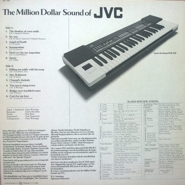 Frans Wieringa – The Million Dollar Sound Of Jvc (LP) Vinyl LP Vinyl Zeer Goed / Hoesje Goed "VINYLSINGLES.NL"