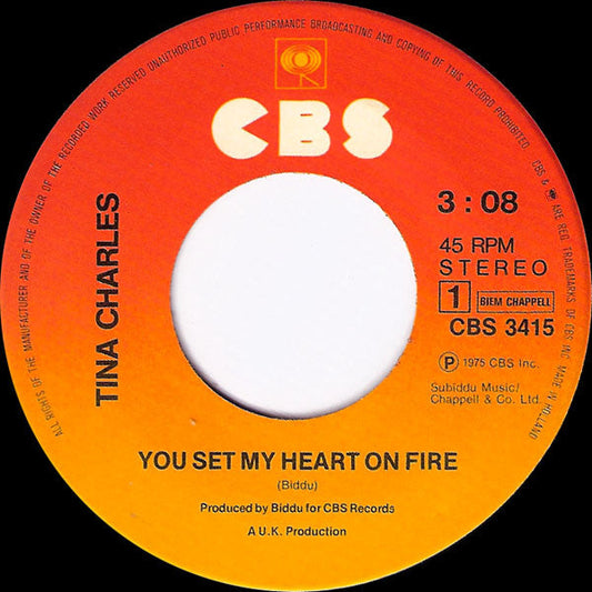 Tina Charles - You Set My Heart On Fire 23657 Vinyl Singles Vinyl Goed / Hoes Generic
