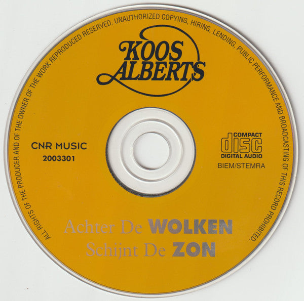 Koos Alberts - Achter De Wolken Schijnt De Zon (CD) 70533 Compact Disc Goede Staat