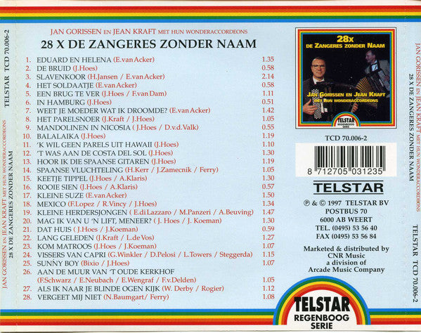 Jan Gorissen en Jean Kraft - 28x De Zangeres Zonder Naam (CD) 70010 Compact Disc Vinyl Goed / Hoes Goed