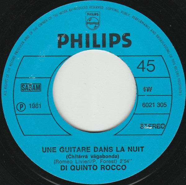 Di Quinto Rocco - Une Guitare Dans La Nuit 33049 Vinyl Singles Vinyl Goed / Hoes Goed