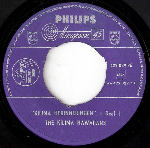 Kilima Hawaiians - Kilima Herineringen 30449 Vinyl Singles EP Vinyl Goed / Hoes Goed