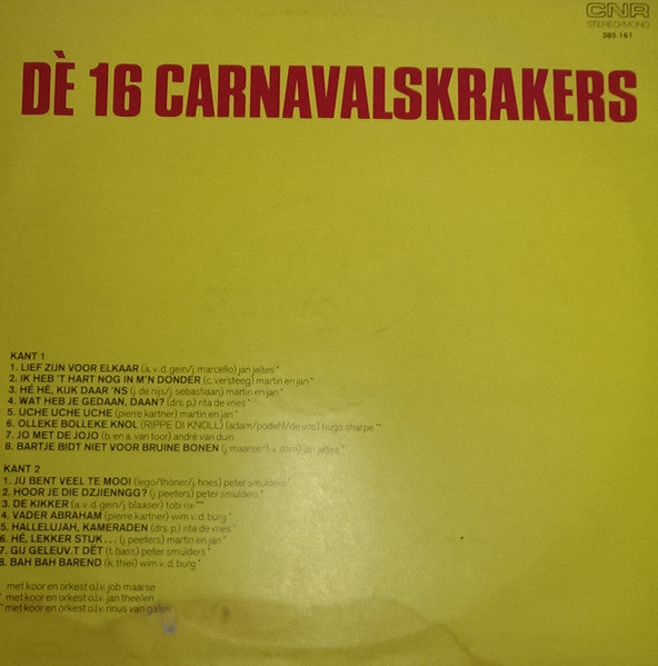 Various - De 16 Carnavalskrakers (LP) 51385 Vinyl LP Vinyl Goed / Hoes Goed