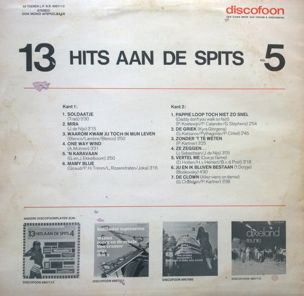 Various - 13 Hits Aan De Spits No. 5 (LP) 41592 Vinyl LP Vinyl Goed / Hoes Goed