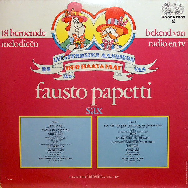Fausto Papetti - Duo Haay & Faay Presenteert Fausto Papetti (LP) 40927 Vinyl LP Vinyl Goed / Hoes Goed